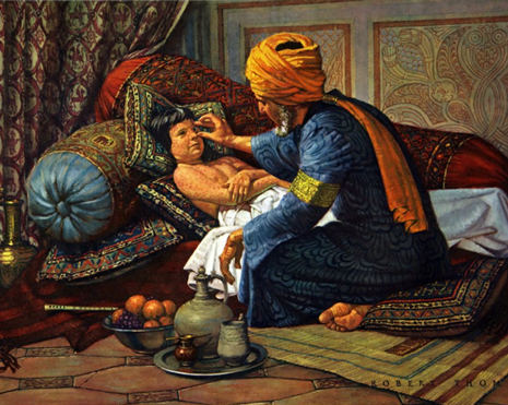 Rhazes Tending a Child With Illness